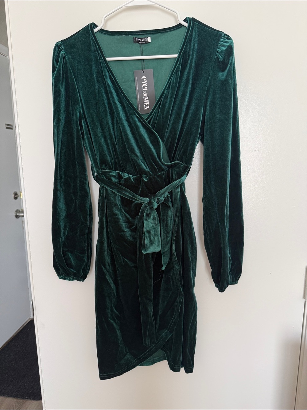 Velvet Wrap Dress - Deep Emerald Green
